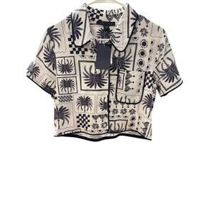 Tullea Women’s cropped button up linen blouse